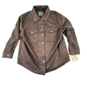 Levi's Womens Button Up Shirt Jacket 1X‎ Burgundy New With Tags LW2WS235